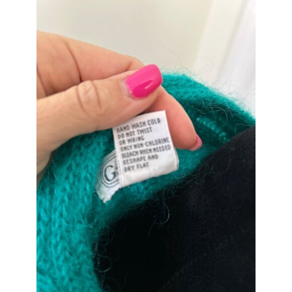 Vintage Gallagher Women's Teal Mohair Blend Cozy Cable Knit Button-Up Cardigan M - Picture 7 of 10